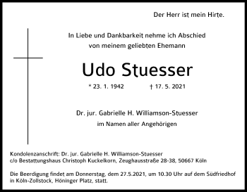 Anzeige von Udo Stuesser von Kölner Stadt-Anzeiger / Kölnische Rundschau / Express