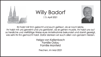 Anzeige von Willy Badorf von  Wochenende 