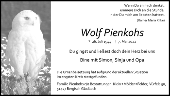 Anzeige von Wolf Pienkohs von Kölner Stadt-Anzeiger / Kölnische Rundschau / Express