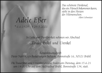 Anzeige von Adele Eßer von  Schlossbote/Werbekurier 