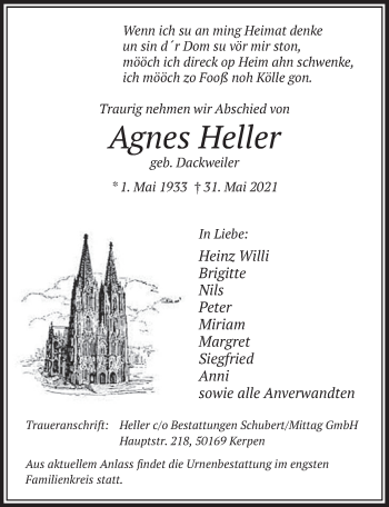 Anzeige von Agnes Heller von  Werbepost 