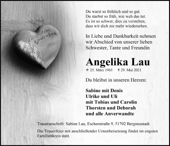 Anzeige von Angelika Lau von  Anzeigen Echo 