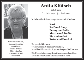 Anzeige von Anita Klütsch von  Werbepost 