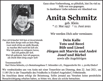 Anzeige von Anita Schmitz von  Werbepost 