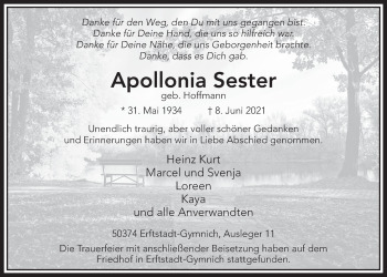 Anzeige von Apollonia Sester von  Werbepost 