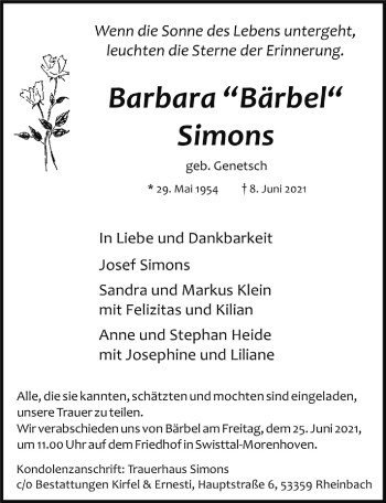 Anzeige von Barbara Simons von  Schaufenster/Blickpunkt 