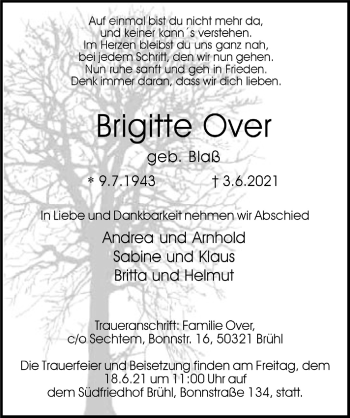 Anzeige von Brigitte Over von  Schlossbote/Werbekurier 