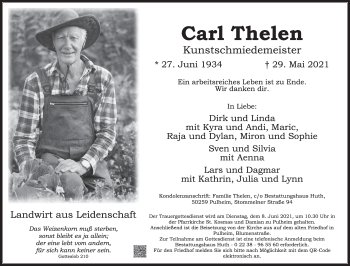 Anzeige von Carl Thelen von  Wochenende 