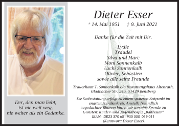 Anzeige von Dieter Esser von Kölner Stadt-Anzeiger / Kölnische Rundschau / Express