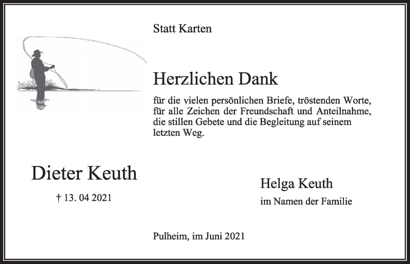  Traueranzeige für Dieter Keuth vom 11.06.2021 aus  Wochenende 