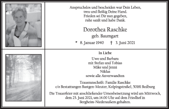 Anzeige von Dorothea Raschke von  Werbepost 