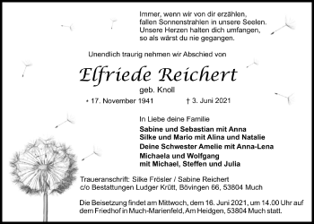 Anzeige von Elfriede Reichert von  Werbepost 