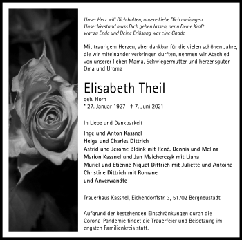 Anzeige von Elisabeth Theil von Kölner Stadt-Anzeiger / Kölnische Rundschau / Express