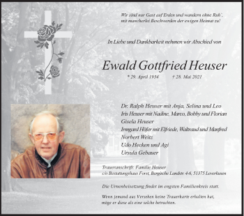 Anzeige von Ewald Gottfried Heuser von Kölner Stadt-Anzeiger / Kölnische Rundschau / Express