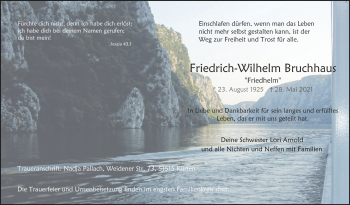 Anzeige von Friedrich-Wilhelm Bruchhaus von  Anzeigen Echo 