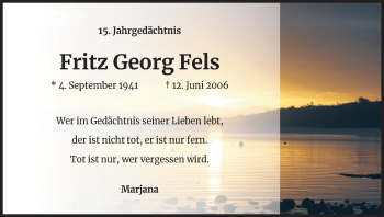 Anzeige von Fritz Georg Fels von Kölner Stadt-Anzeiger / Kölnische Rundschau / Express