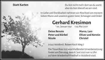 Anzeige von Gerhard Kresimon von  Lokalanzeiger 