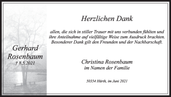 Anzeige von Gerhard Rosenbaum von  Wochenende 