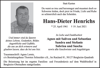 Anzeige von Hans-Dieter Henrichs von  Werbepost 