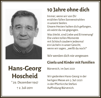 Anzeige von Hans-Georg Hoscheid von  Blickpunkt Euskirchen 