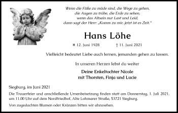 Anzeige von Hans Löhe von Kölner Stadt-Anzeiger / Kölnische Rundschau / Express