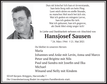 Anzeige von Hansjosef Sausen von  Werbepost 