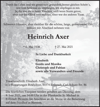 Anzeige von Heinrich Axer von  Werbepost 