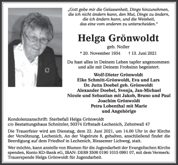 Anzeige von Helga Grönwoldt von  Werbepost 