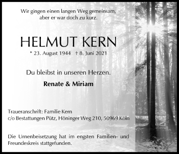 Anzeige von Helmut Kern von Kölner Stadt-Anzeiger / Kölnische Rundschau / Express