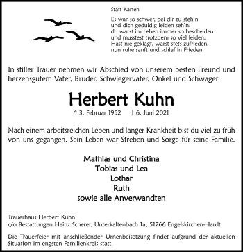 Anzeige von Herbert Kuhn von  Anzeigen Echo 