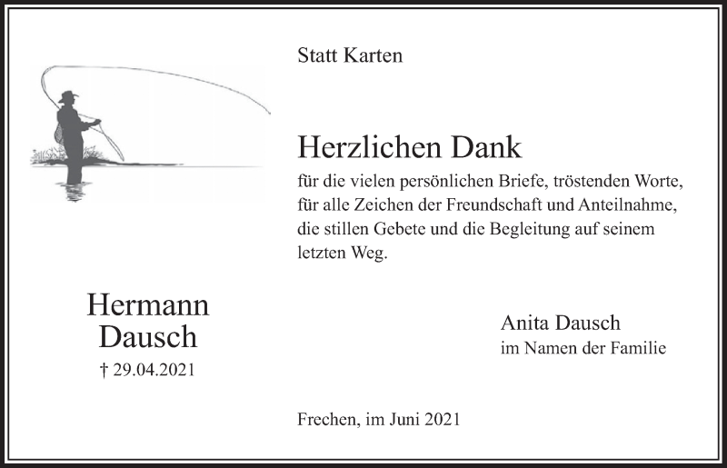  Traueranzeige für Hermann Dausch vom 18.06.2021 aus  Wochenende 