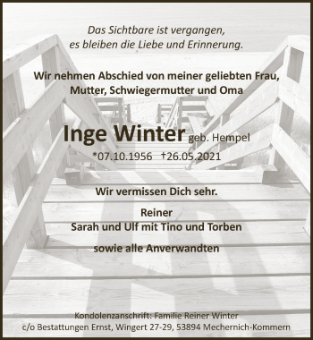 Anzeige von Inge Winter von  Blickpunkt Euskirchen 