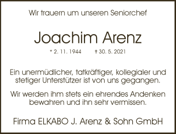 Anzeige von Joachim Arenz von  Schaufenster/Blickpunkt 
