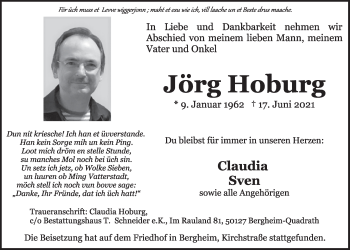 Anzeige von Jorg Hoburg von  Werbepost 
