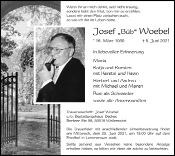 Anzeige von Josef Woebel von  Blickpunkt Euskirchen 