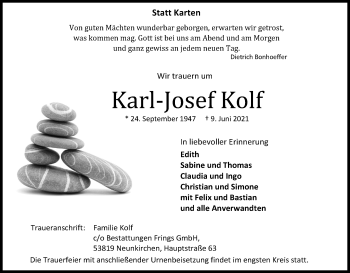 Anzeige von Karl-Josef Kolf von Kölner Stadt-Anzeiger / Kölnische Rundschau / Express