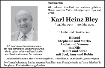 Anzeige von Karl Heinz Bley von  Werbepost 