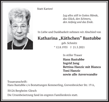 Anzeige von Katharina Bastubbe von  Werbepost 