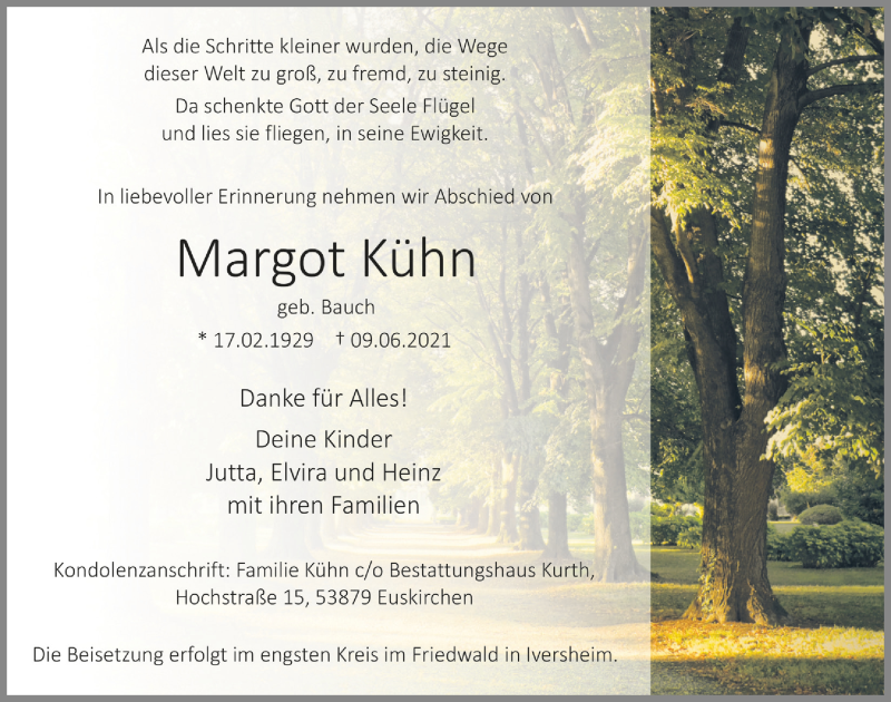  Traueranzeige für Margot und Gerhard Kühn vom 19.06.2021 aus  Blickpunkt Euskirchen 