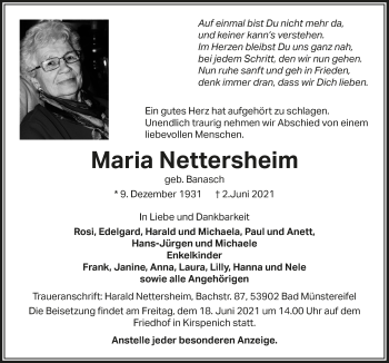 Anzeige von Maria Nettersheim von  Blickpunkt Euskirchen 