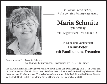 Anzeige von Maria Schmitz von  Werbepost 