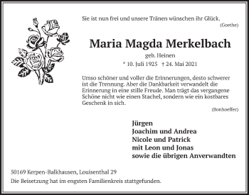 Anzeige von Maria Magda Merkelbach von  Werbepost 
