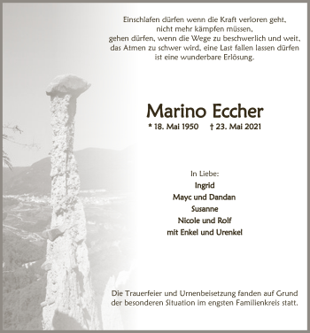 Anzeige von Marino Eccher von  Anzeigen Echo 