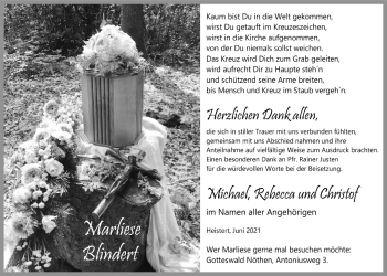 Anzeige von Marliese Blindert von  Blickpunkt Euskirchen 