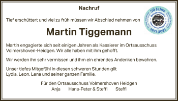Anzeige von Martin Tiggemann von  Schaufenster/Blickpunkt 