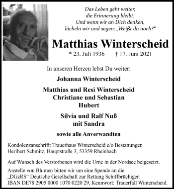 Anzeige von Matthias Winterscheid von  Schaufenster/Blickpunkt 