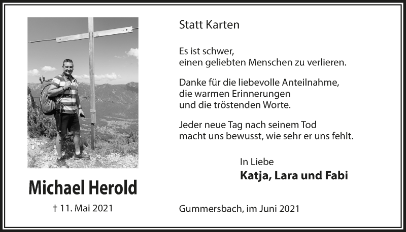  Traueranzeige für Michael Herold vom 25.06.2021 aus  Anzeigen Echo 
