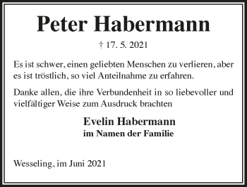Anzeige von Peter Habermann von  Schlossbote/Werbekurier 