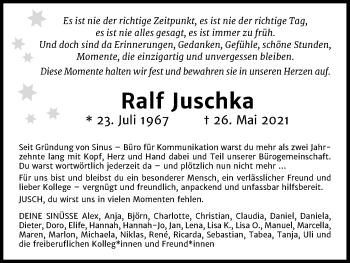 Anzeige von Ralf Juschka von Kölner Stadt-Anzeiger / Kölnische Rundschau / Express