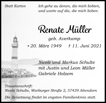 Anzeige von Renate Müller von Kölner Stadt-Anzeiger / Kölnische Rundschau / Express